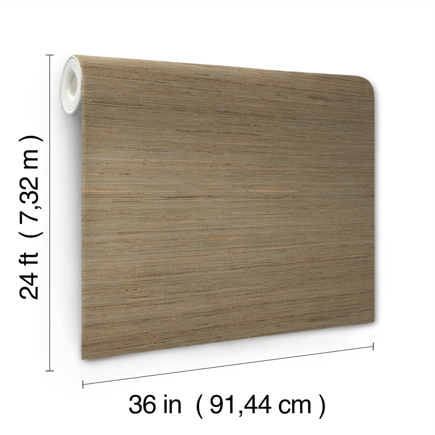 Wood grain wallpaper roll, warm beige-brown planks pattern, 36 in wide by 24 ft long