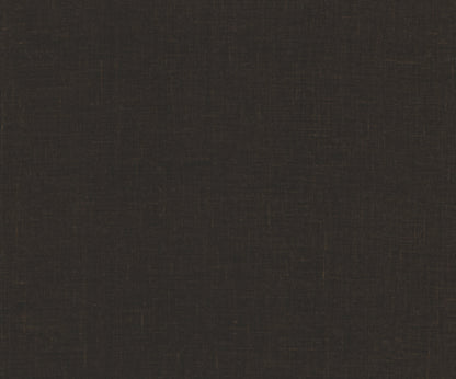 Dark charcoal brown grasscloth wallpaper with a subtle jute weave texture.