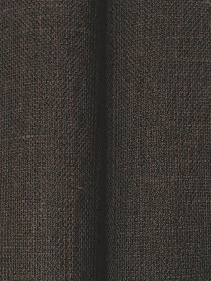 Dark brown textured fabric close-up with a central seam and coarse weave, suitable for coats or upholstery.