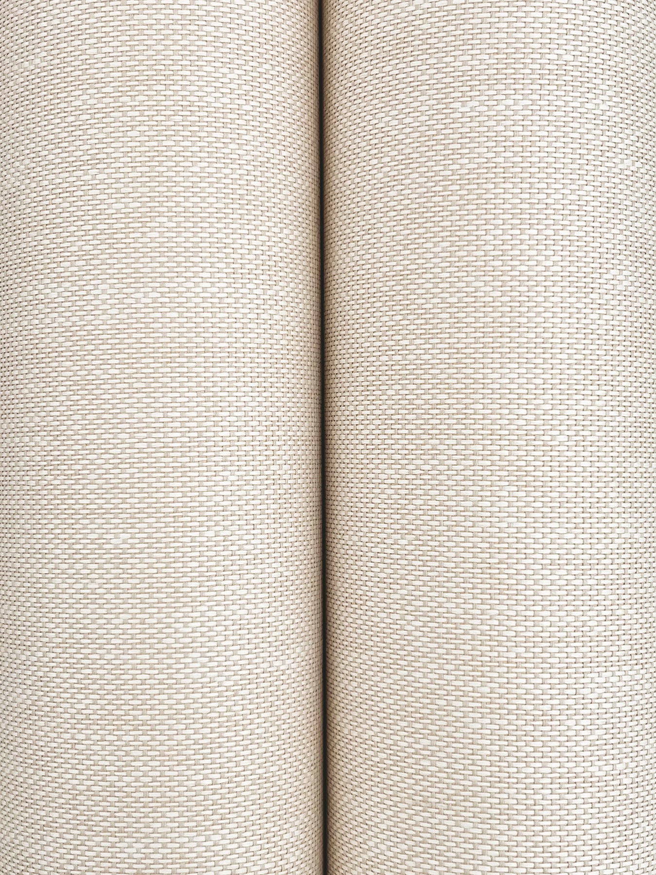 Beige wallpaper roll with a subtle woven/paperweave texture in cream.