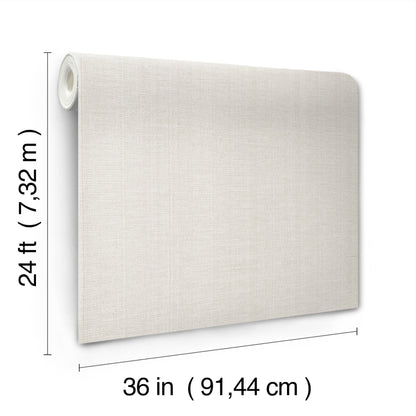 Beige linen-textured wallcovering panel, 24 ft by 36 in, roll edge visible, soft neutral decor.