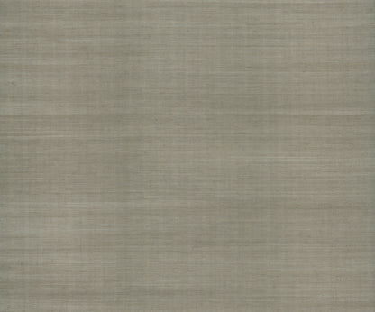 Neutral gray-beige grasscloth wallpaper with a linen-like texture and subtle weave.
