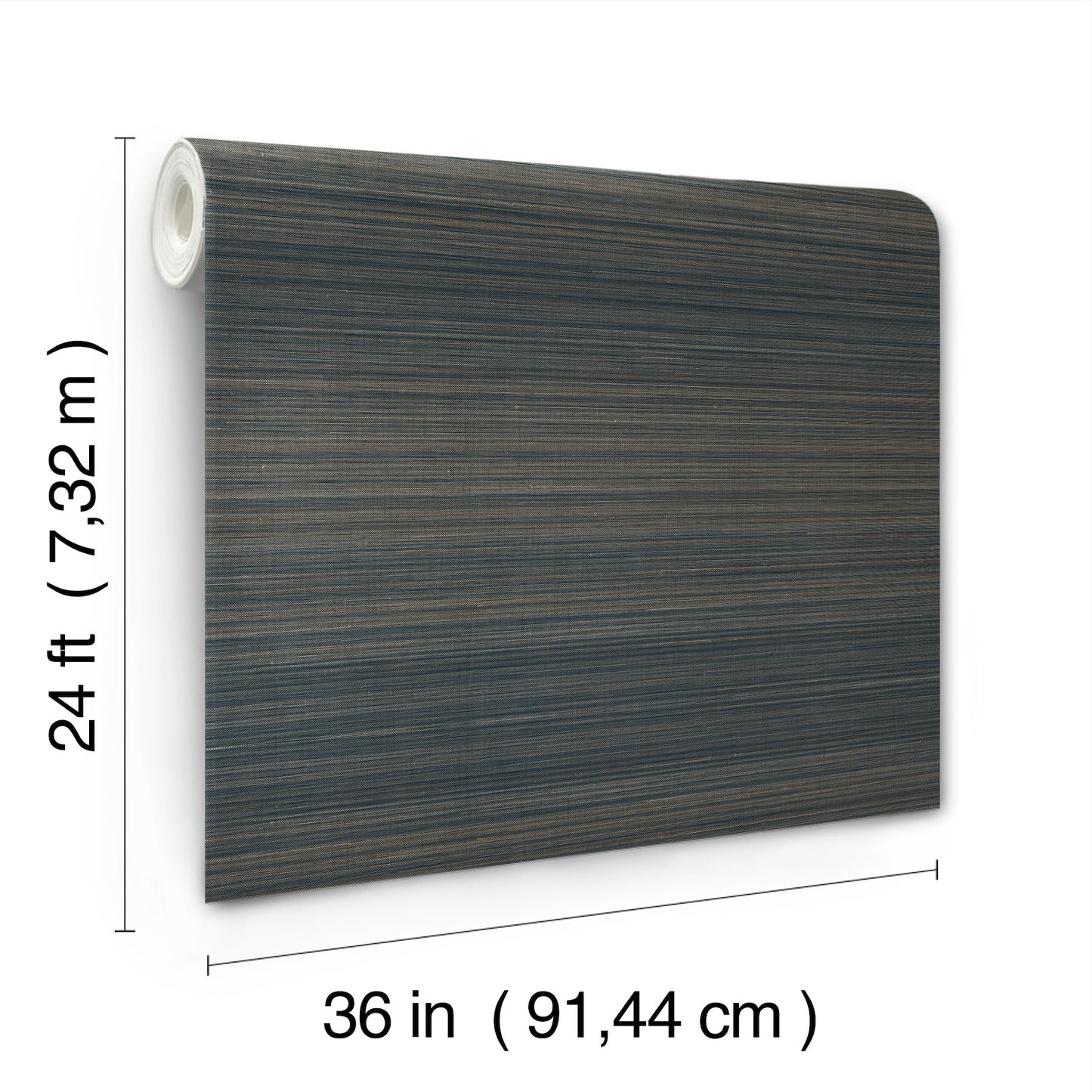 Dark blue-gray abaca grasscloth wallpaper roll, 36 in wide & 24 ft long