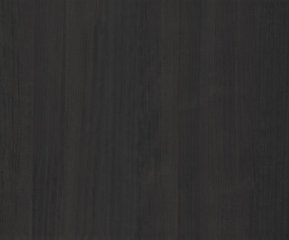 Dark charcoal wood veneer wallpaper with subtle vertical grain lines.