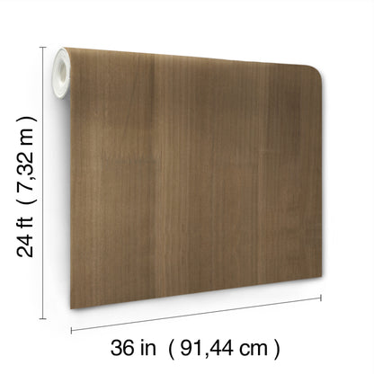 Brown wood-grain oak-veneer wallpaper; dimensions 24 ft by 36 in.