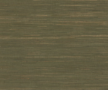 Olive-green wallpaper with a linen-like woven texture and subtle horizontal stripes.