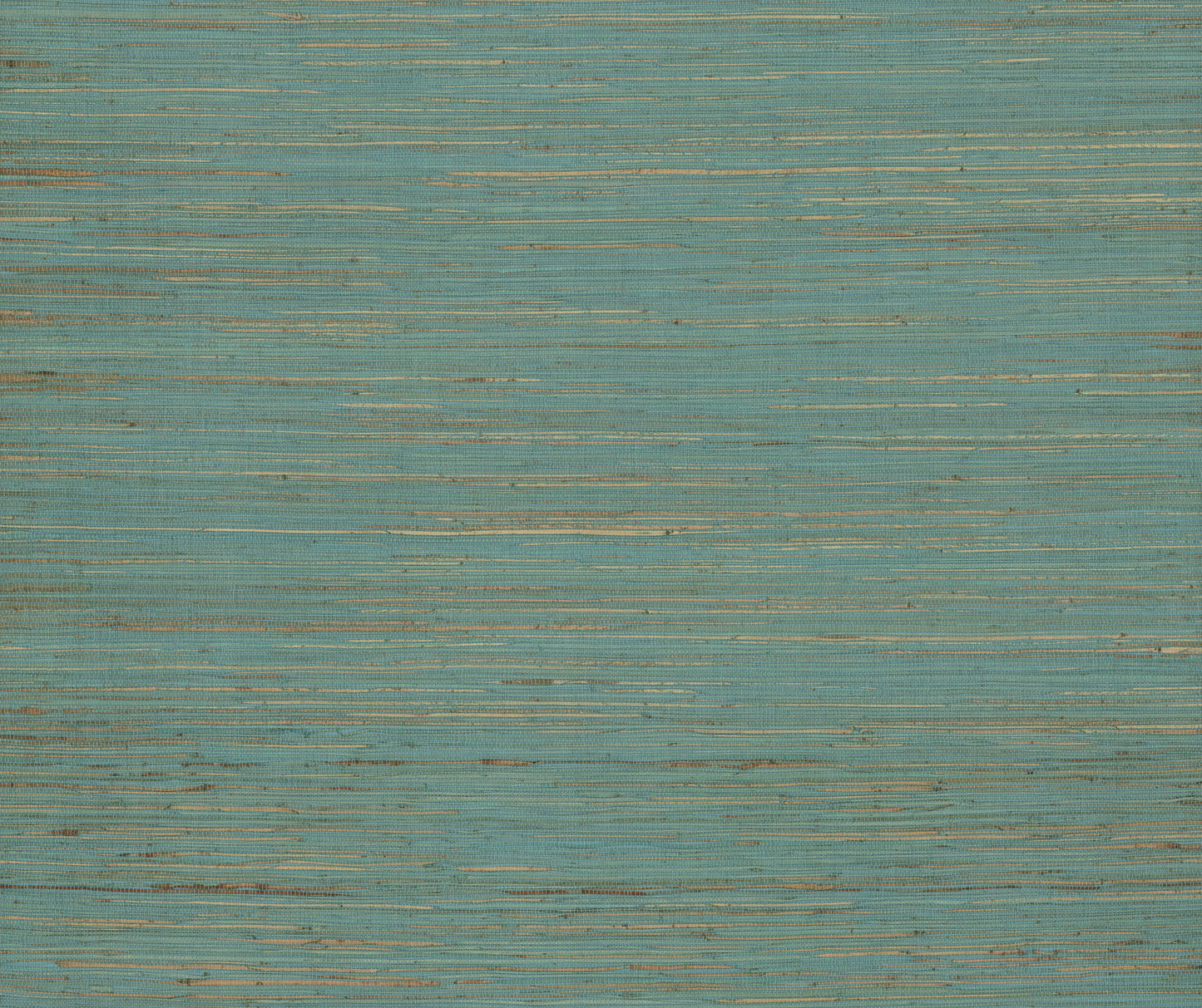 Aqua grasscloth wallpaper with natural hemp fibers and a woven texture, featuring subtle beige undertones.