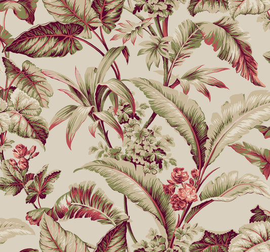 York Wallcoverings Classics Mystic Isle Taupe Wallpaper Eclectic Tropical Neutrals   - GT4501