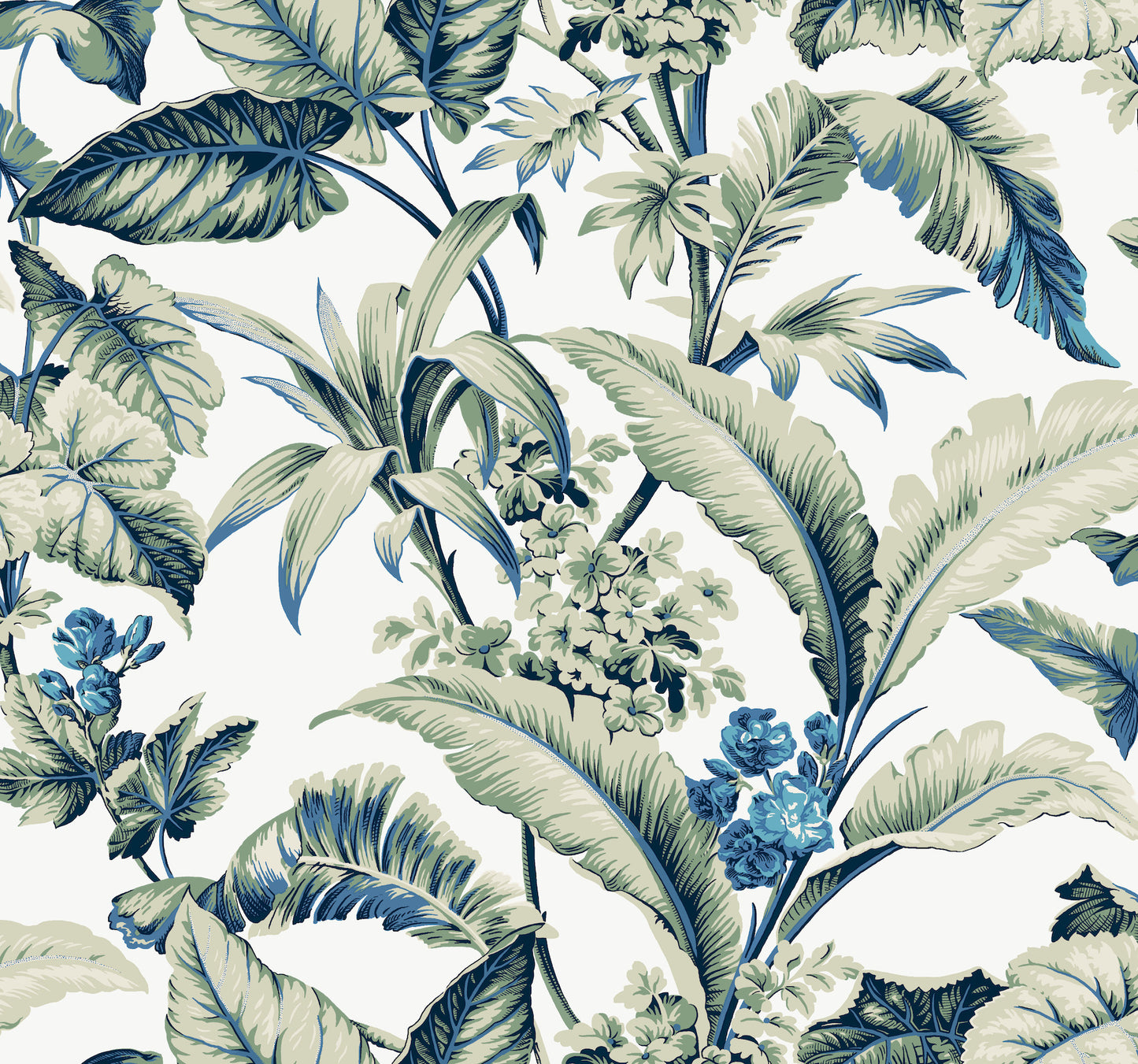 York Wallcoverings Classics Mystic Isle Multicolor Wallpaper Eclectic Tropical Greens   - GT4502