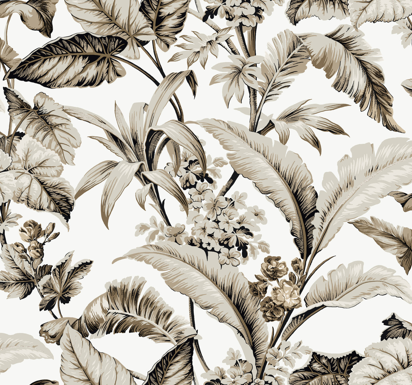 York Wallcoverings Classics Mystic Isle Neutral Wallpaper Eclectic Tropical Neutrals   - GT4503