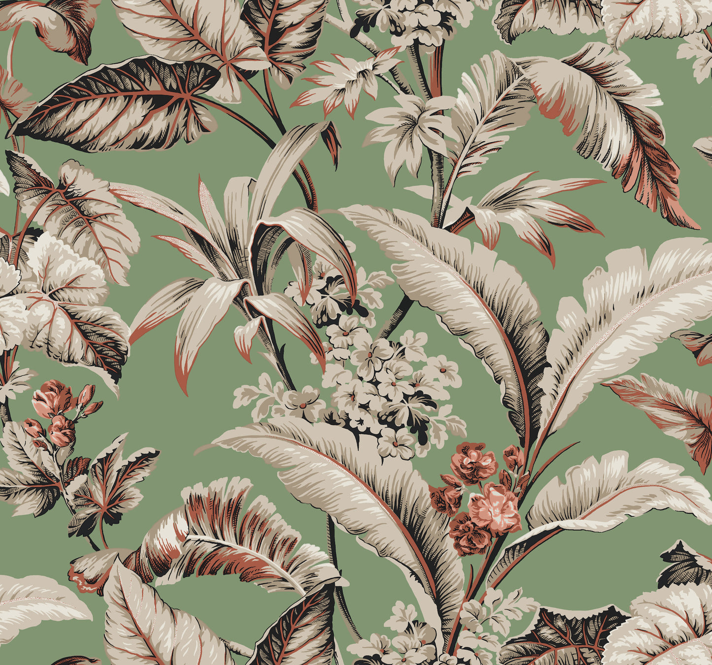 York Wallcoverings Classics Mystic Isle Green Wallpaper Eclectic Tropical Greens   - GT4505