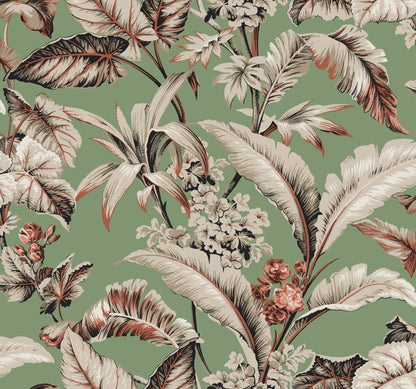 York Wallcoverings Classics Mystic Isle Green Wallpaper Eclectic Tropical Greens   - GT4505