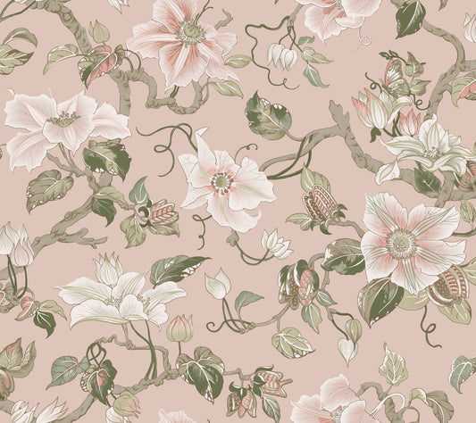 York Wallcoverings Classics Marguerite Vine Blush Wallpaper Vintage Florals Pinks   - GT4511
