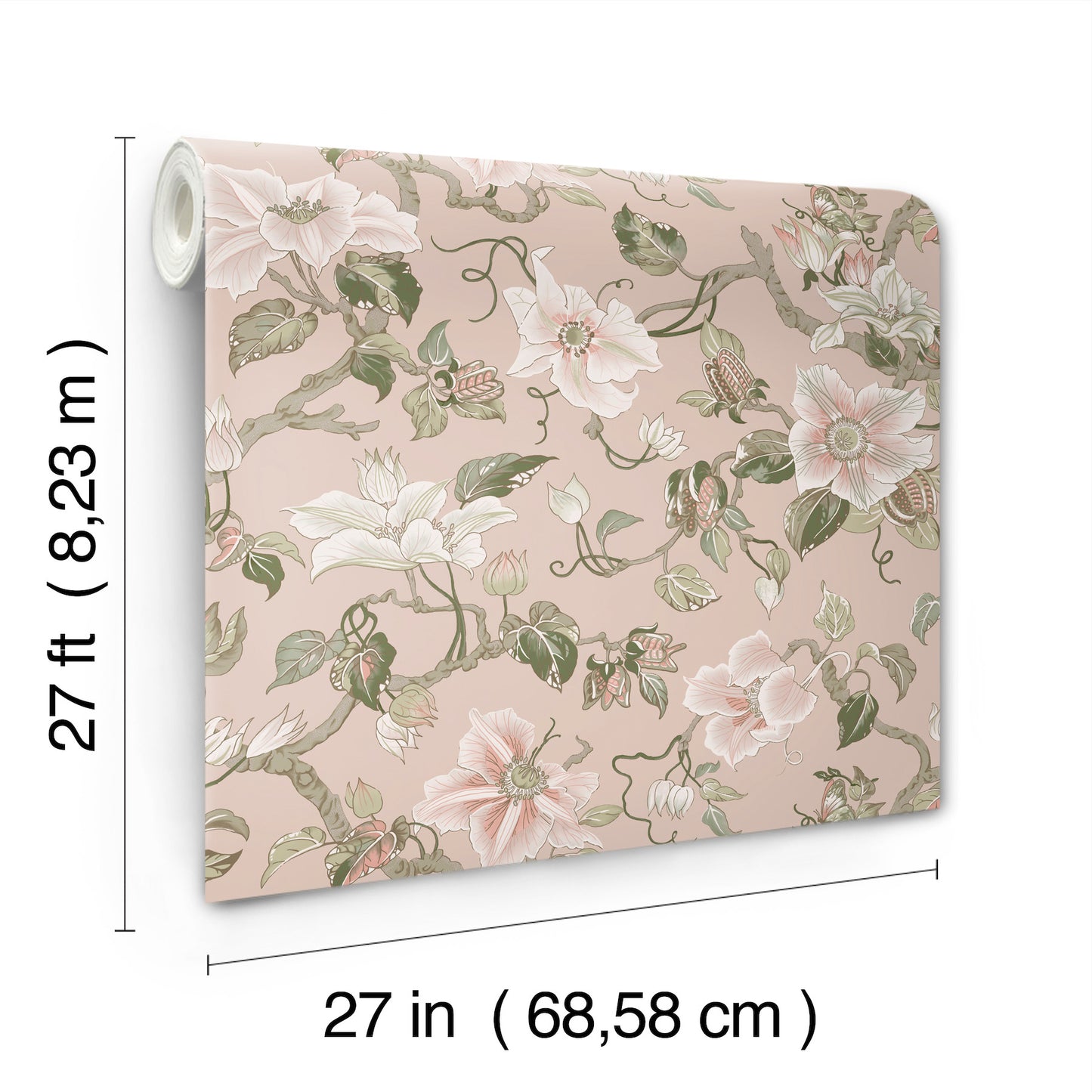 York Wallcoverings Classics Marguerite Vine Blush Wallpaper Vintage Florals Pinks   - GT4511