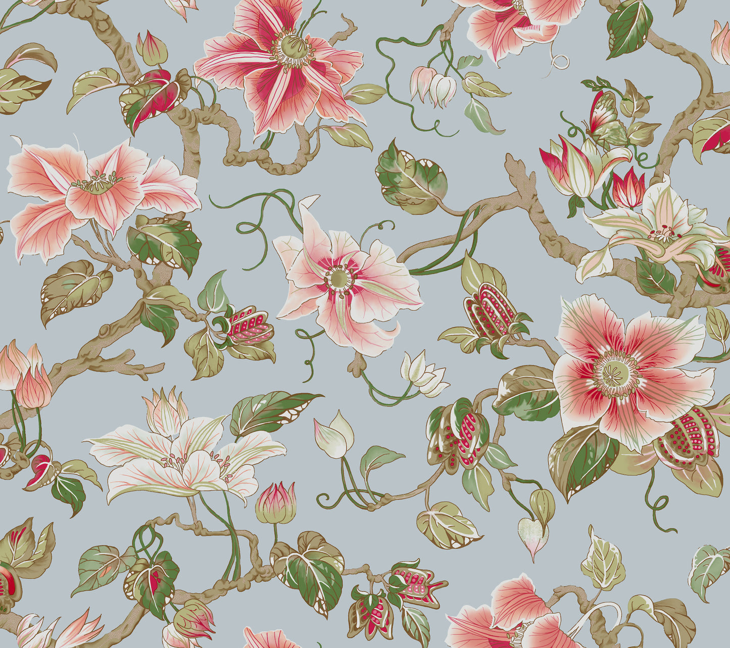 York Wallcoverings Classics Marguerite Vine Blue Wallpaper Vintage Florals Blues   - GT4512