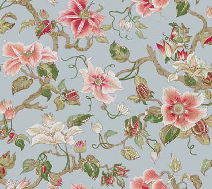 York Wallcoverings Classics Marguerite Vine Blue Wallpaper Vintage Florals Blues   - GT4512
