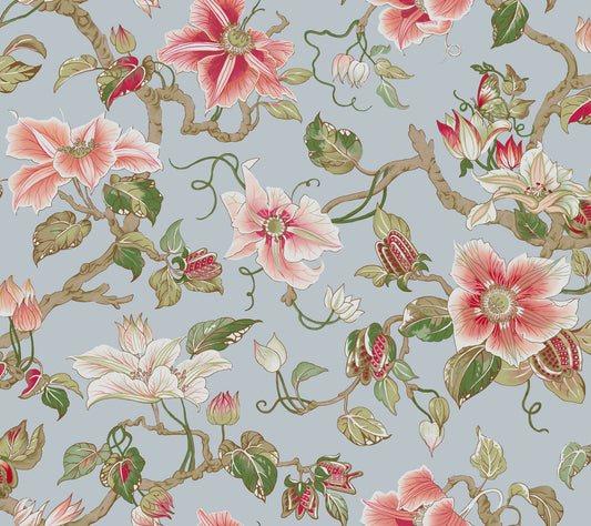 York Wallcoverings Classics Marguerite Vine Blue Wallpaper Vintage Florals Blues   - GT4512