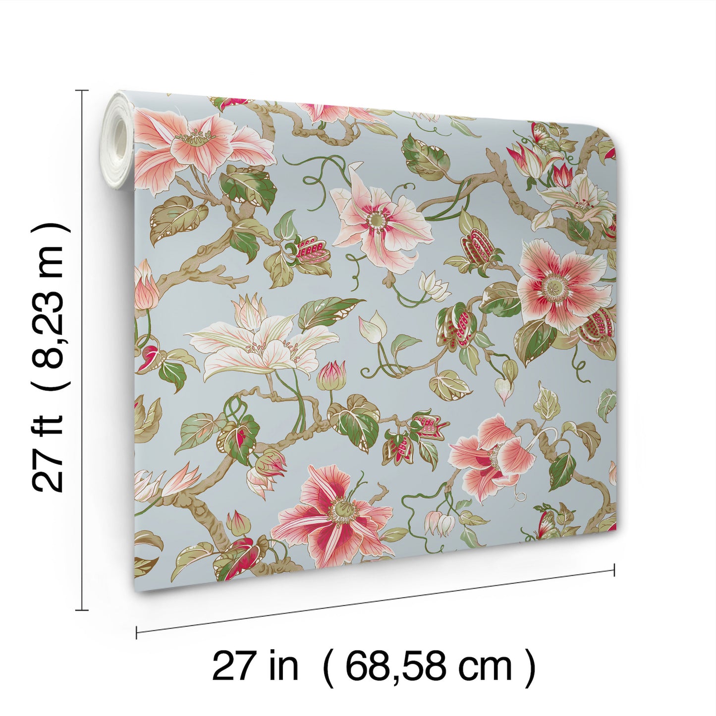 York Wallcoverings Classics Marguerite Vine Blue Wallpaper Vintage Florals Blues   - GT4512