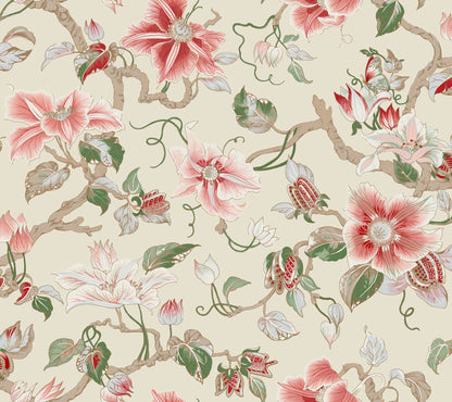 York Wallcoverings Classics Marguerite Vine Cream Wallpaper Vintage Florals Pinks   - GT4513