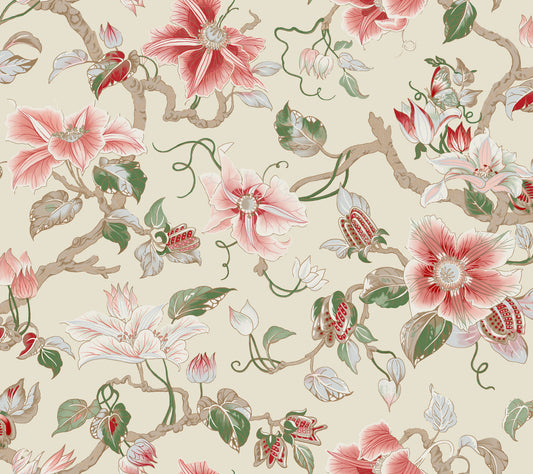 York Wallcoverings Classics Marguerite Vine Cream Wallpaper Vintage Florals Pinks   - GT4513