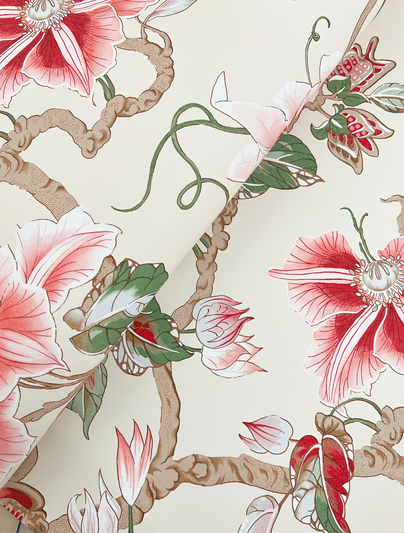 York Wallcoverings Classics Marguerite Vine Cream Wallpaper Vintage Florals Pinks   - GT4513