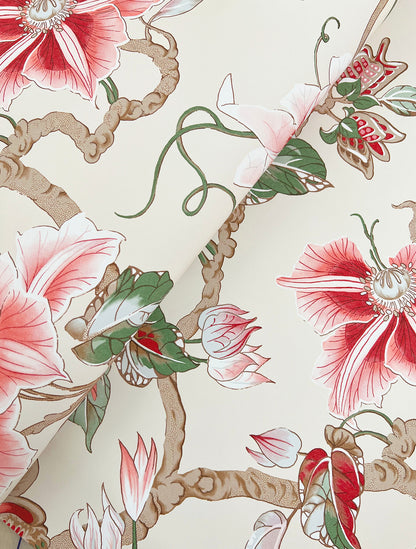 York Wallcoverings Classics Marguerite Vine Cream Wallpaper Vintage Florals Pinks   - GT4513