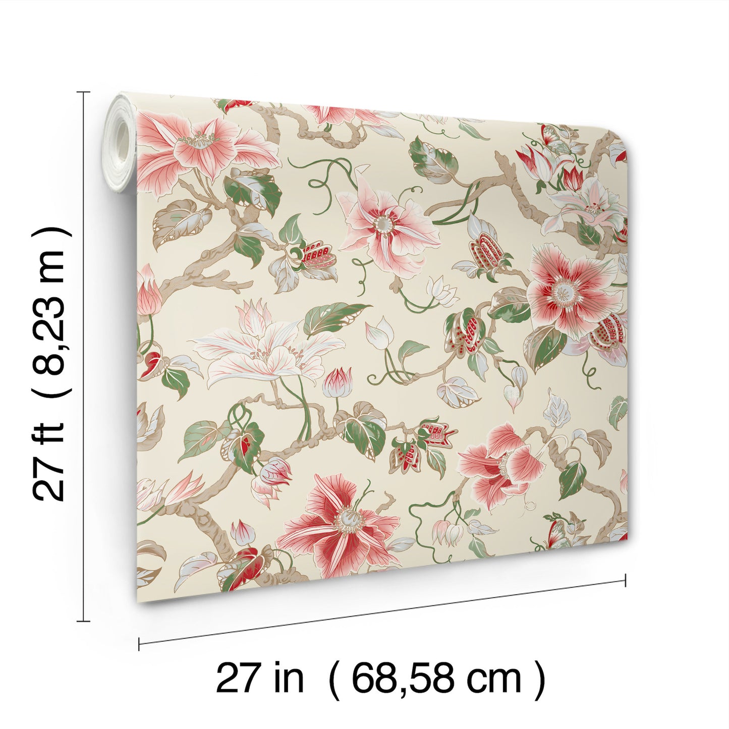 York Wallcoverings Classics Marguerite Vine Cream Wallpaper Vintage Florals Pinks   - GT4513