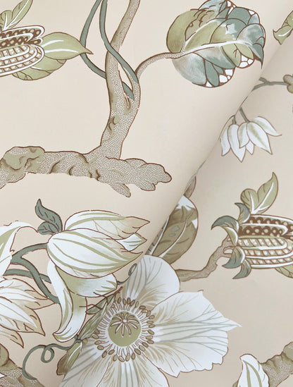 York Wallcoverings Classics Marguerite Vine Taupe Wallpaper Vintage Florals Neutrals   - GT4516