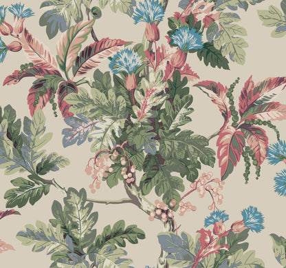 York Wallcoverings Classics Briarwood Taupe Wallpaper Vintage Botanical Neutrals   - GT4522