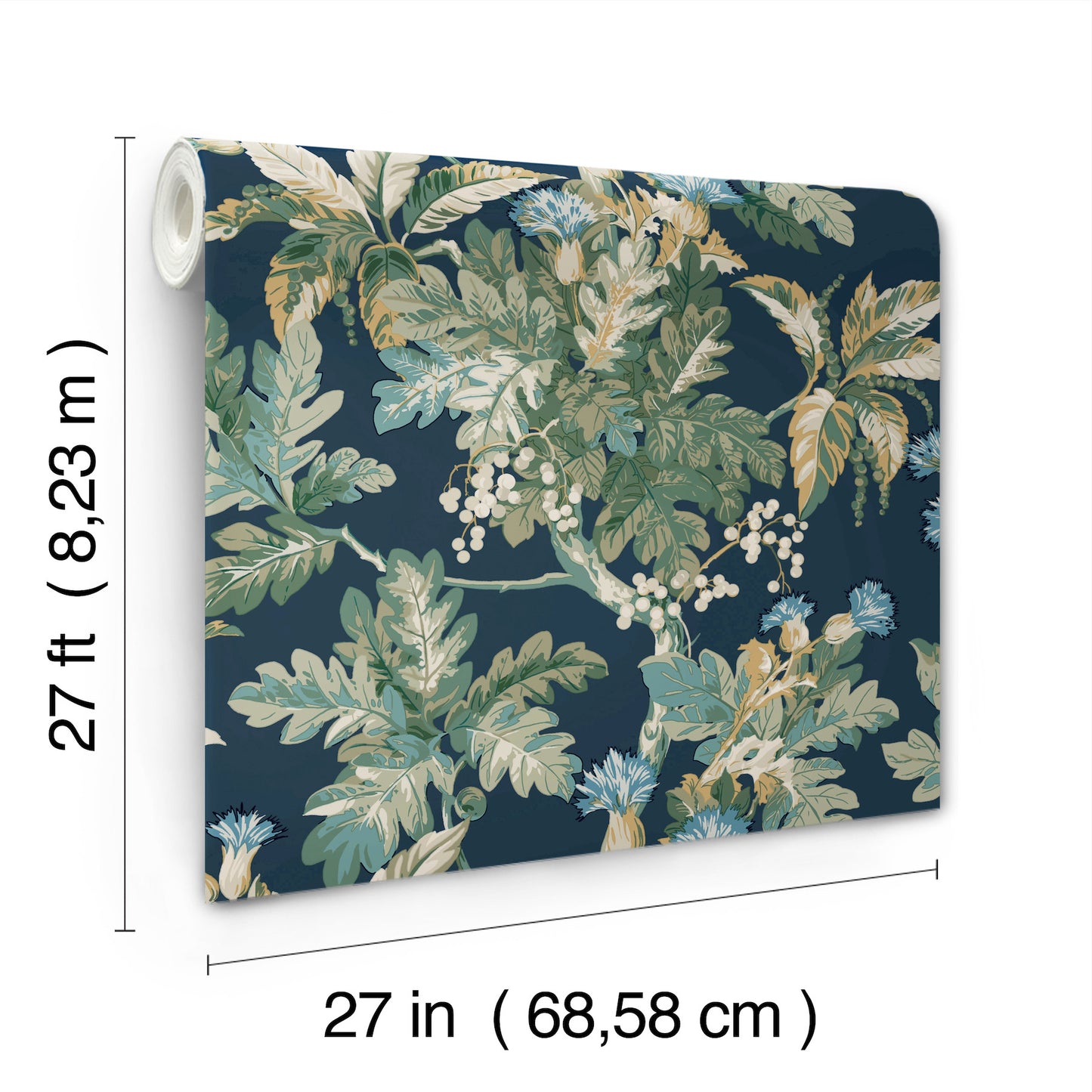 York Wallcoverings Classics Briarwood Navy Wallpaper Vintage Botanical Blues   - GT4523