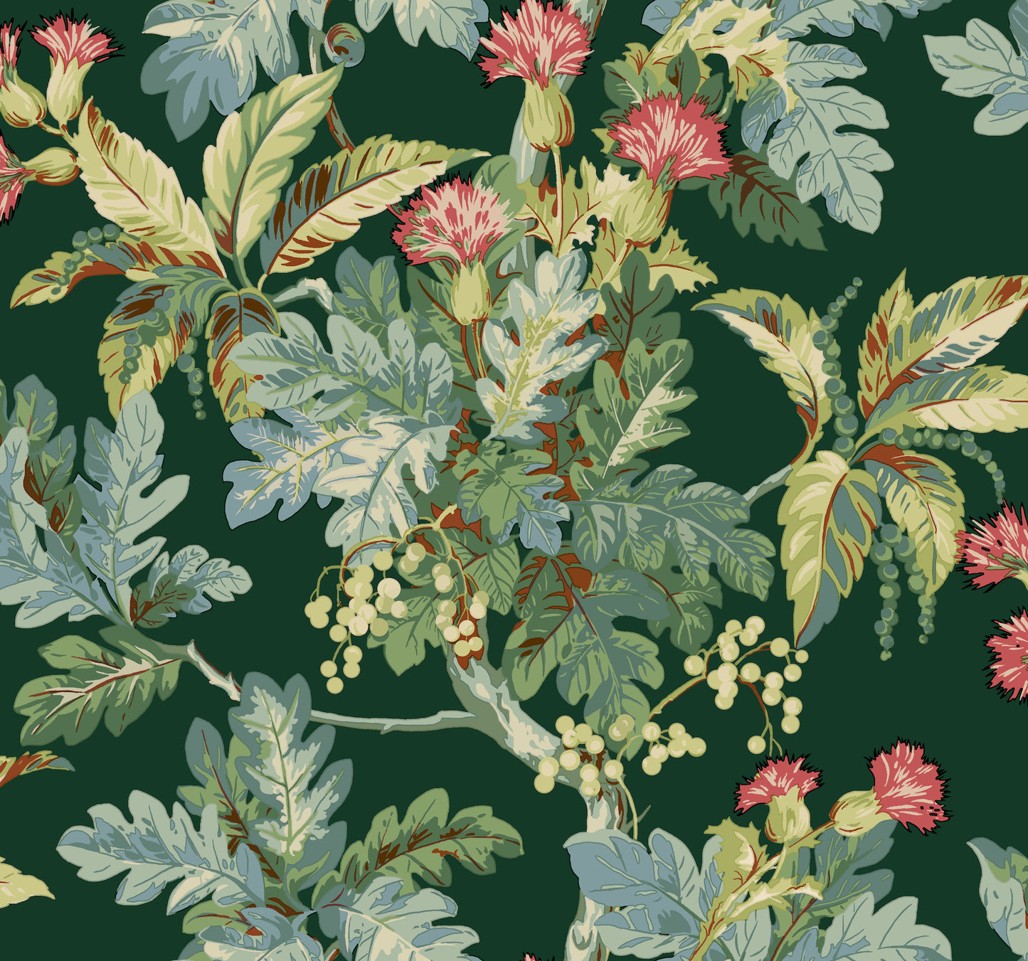 York Wallcoverings Classics Briarwood Green Wallpaper Vintage Botanical Greens   - GT4525