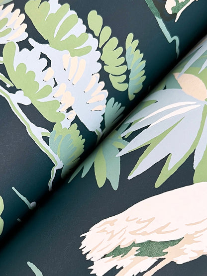 York Wallcoverings Classics Bridgewater Navy Wallpaper Traditional Botanical Blues   - GT4531