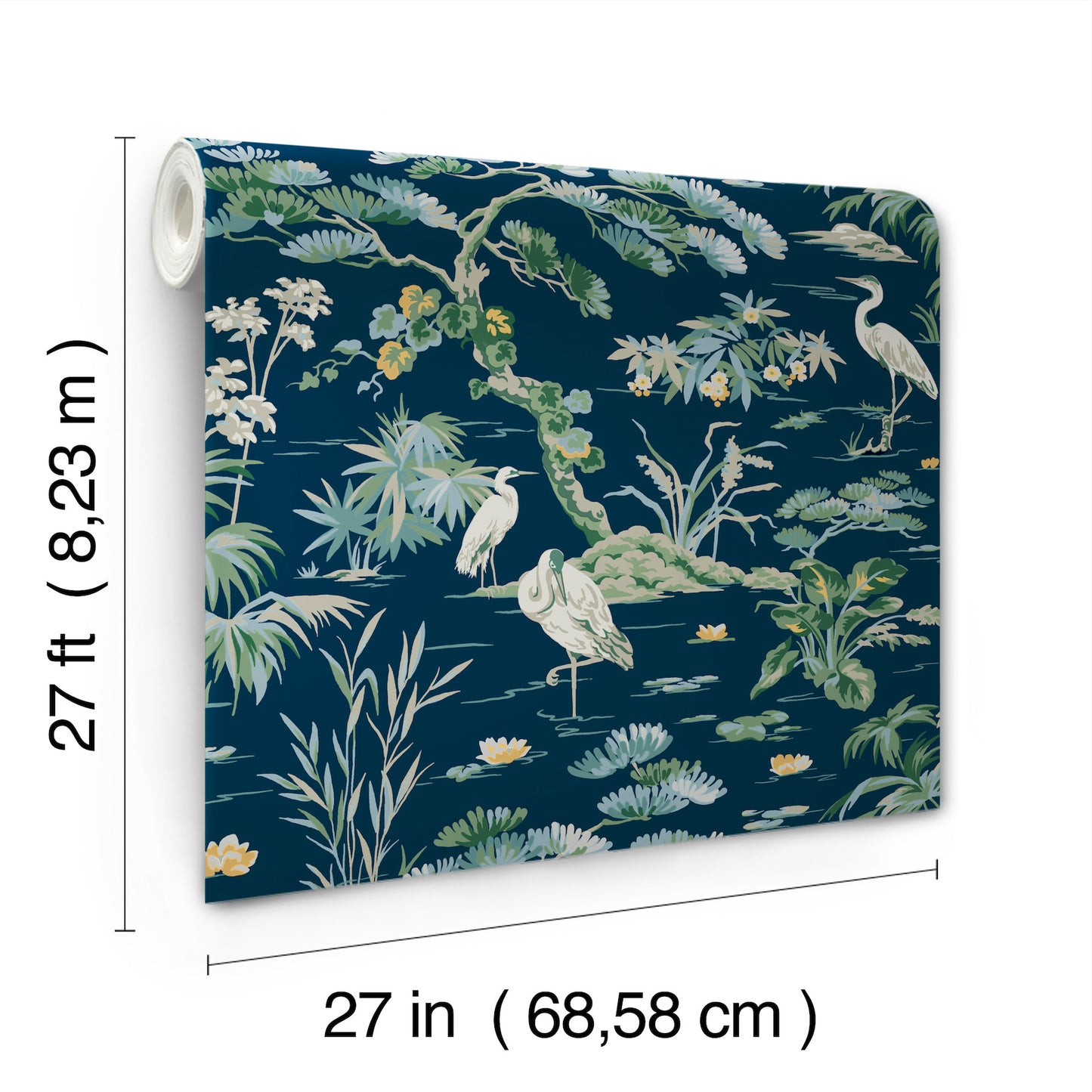 York Wallcoverings Classics Bridgewater Navy Wallpaper Traditional Botanical Blues   - GT4531