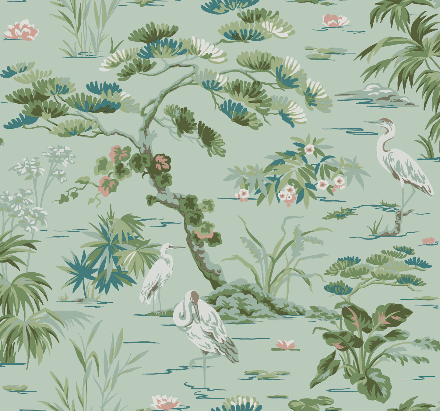 York Wallcoverings Classics Bridgewater Mint Wallpaper Traditional Botanical Greens   - GT4534