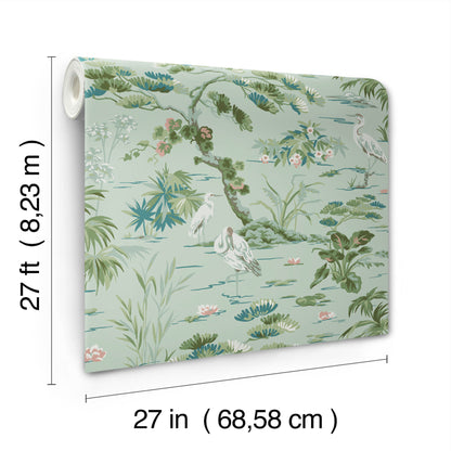 York Wallcoverings Classics Bridgewater Mint Wallpaper Traditional Botanical Greens   - GT4534