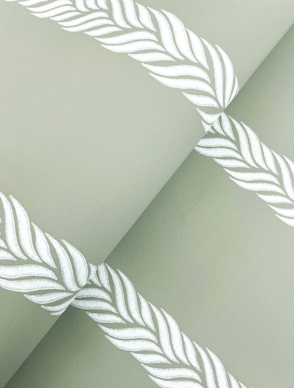 York Wallcoverings Classics Braided Stripe Green Wallpaper Transitional Stripes Greens   - GT4541