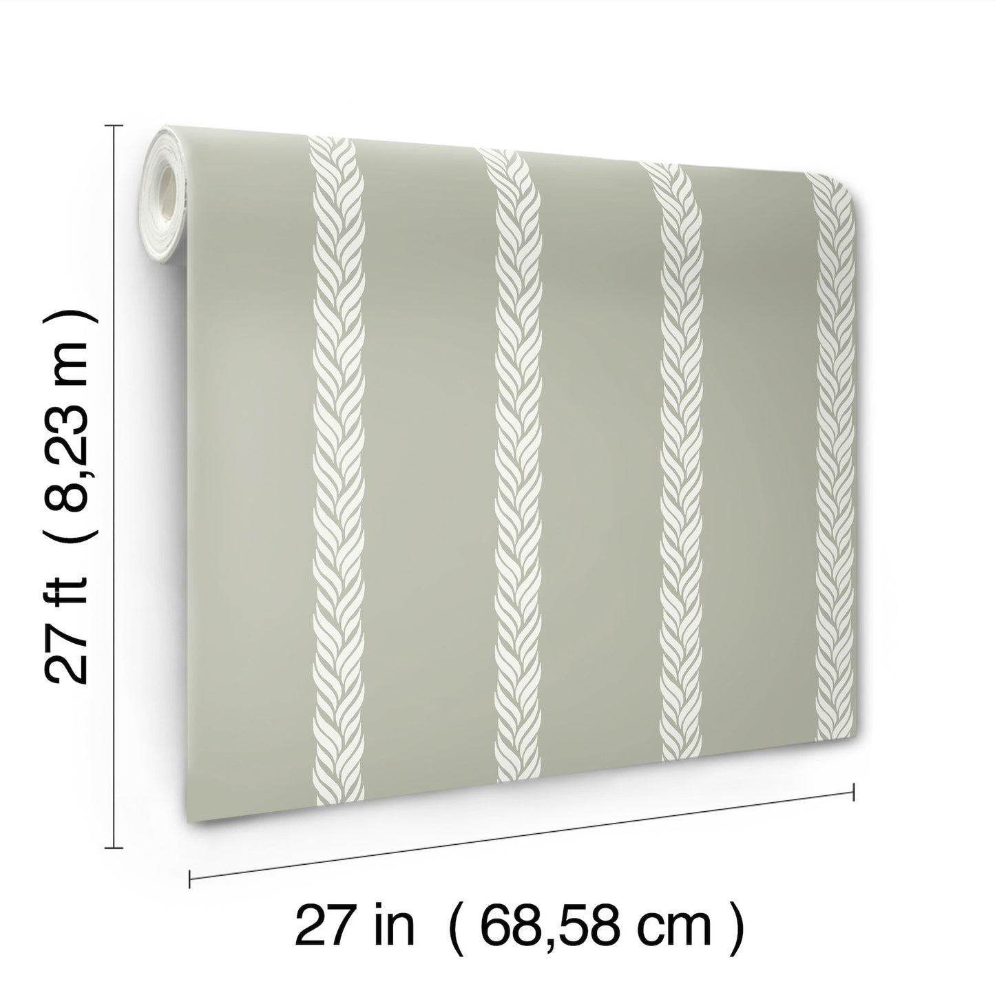 York Wallcoverings Classics Braided Stripe Green Wallpaper Transitional Stripes Greens   - GT4541
