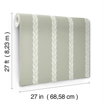 York Wallcoverings Classics Braided Stripe Green Wallpaper Transitional Stripes Greens   - GT4541