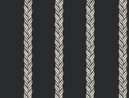 York Wallcoverings Classics Braided Stripe Black Wallpaper Transitional Stripes Blacks   - GT4542