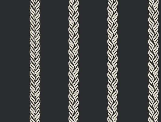 York Wallcoverings Classics Braided Stripe Black Wallpaper Transitional Stripes Blacks   - GT4542