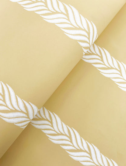 York Wallcoverings Classics Braided Stripe Yellow Wallpaper Transitional Stripes Yellows   - GT4543