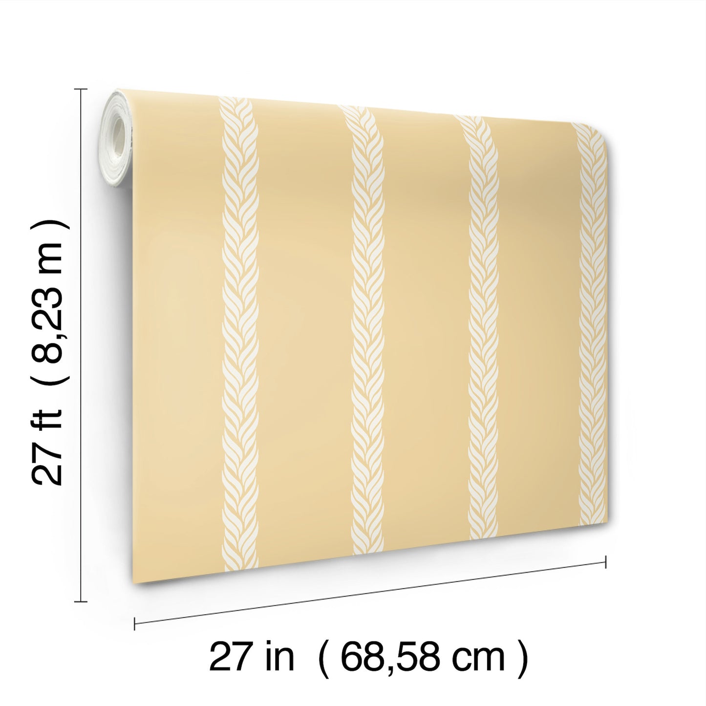 York Wallcoverings Classics Braided Stripe Yellow Wallpaper Transitional Stripes Yellows   - GT4543
