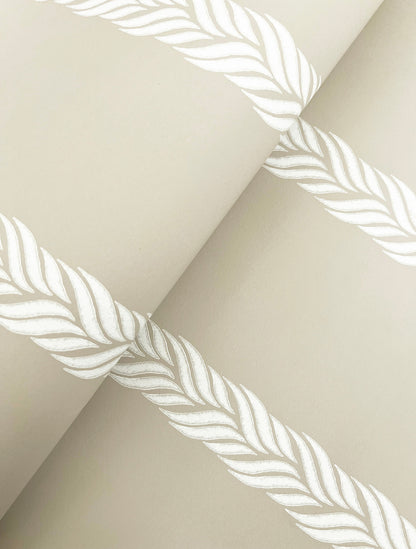 York Wallcoverings Classics Braided Stripe Beige Wallpaper Transitional Stripes Neutrals   - GT4544