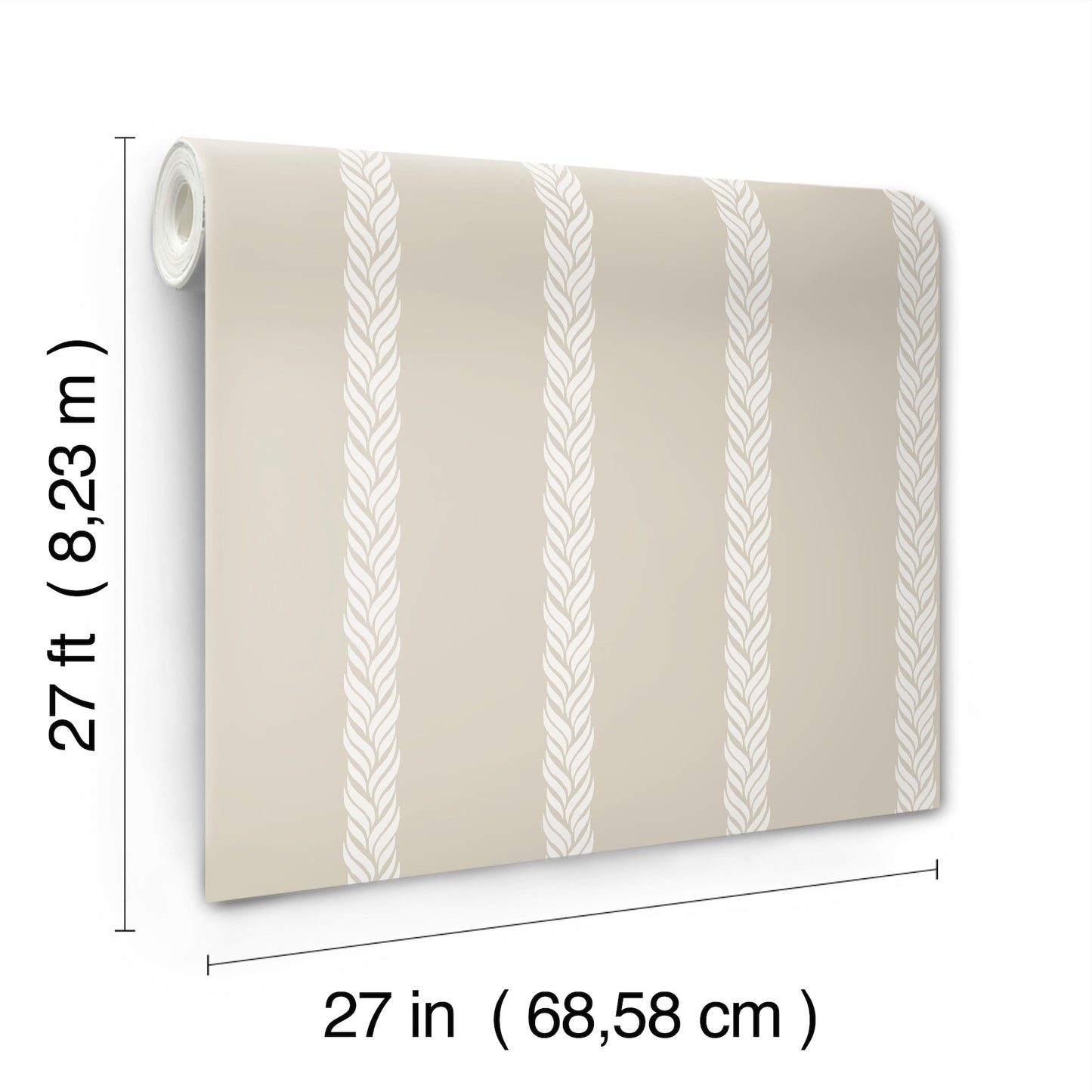 York Wallcoverings Classics Braided Stripe Beige Wallpaper Transitional Stripes Neutrals   - GT4544