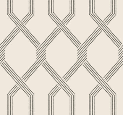 York Wallcoverings Classics Palisade Black Wallpaper Transitional Geometrics Blacks   - GT4552