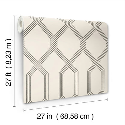 York Wallcoverings Classics Palisade Black Wallpaper Transitional Geometrics Blacks   - GT4552