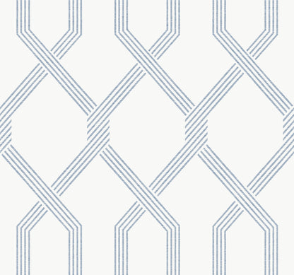York Wallcoverings Classics Palisade Blue Wallpaper Transitional Geometrics Blues   - GT4553
