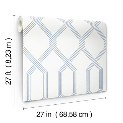 York Wallcoverings Classics Palisade Blue Wallpaper Transitional Geometrics Blues   - GT4553