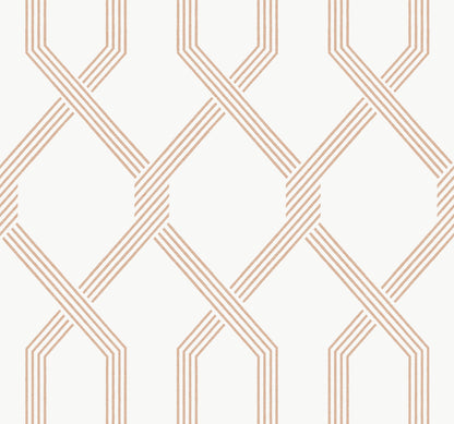 York Wallcoverings Classics Palisade Coral Wallpaper Transitional Geometrics Oranges   - GT4554