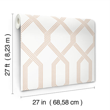 York Wallcoverings Classics Palisade Coral Wallpaper Transitional Geometrics Oranges   - GT4554